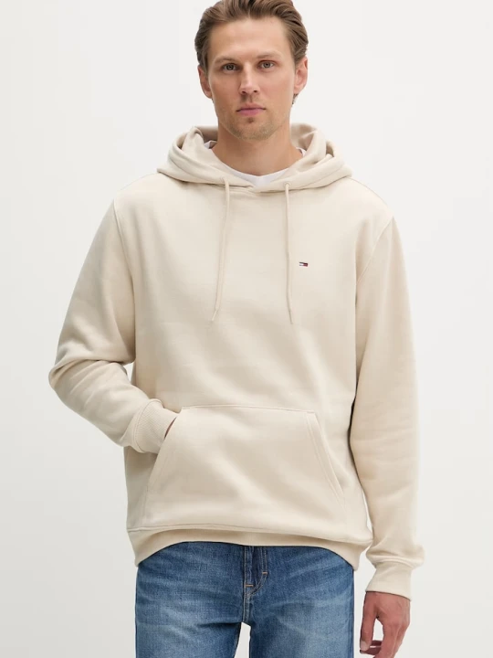 Zdjęcie produktu Tommy Jeans bluza z kapturem męska z bawełną beżowy