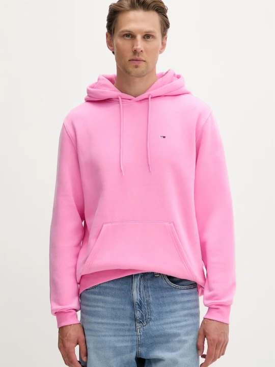 Zdjęcie produktu Tommy Jeans bluza z kapturem męska z bawełną różowy