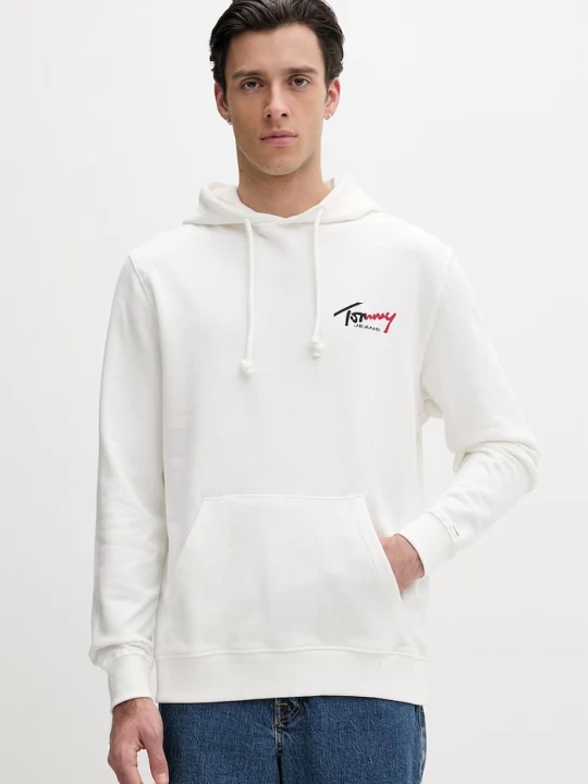 Zdjęcie produktu Tommy Jeans bluza z kapturem męska bawełniana beżowy