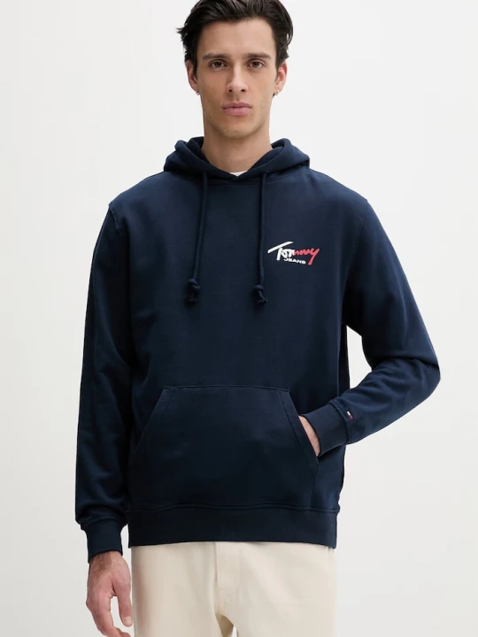 Zdjęcie produktu Tommy Jeans bluza z kapturem męska bawełniana granatowy