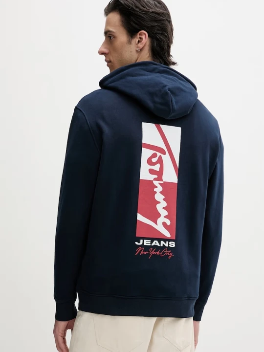 Zdjęcie produktu Tommy Jeans bluza z kapturem męska bawełniana granatowy