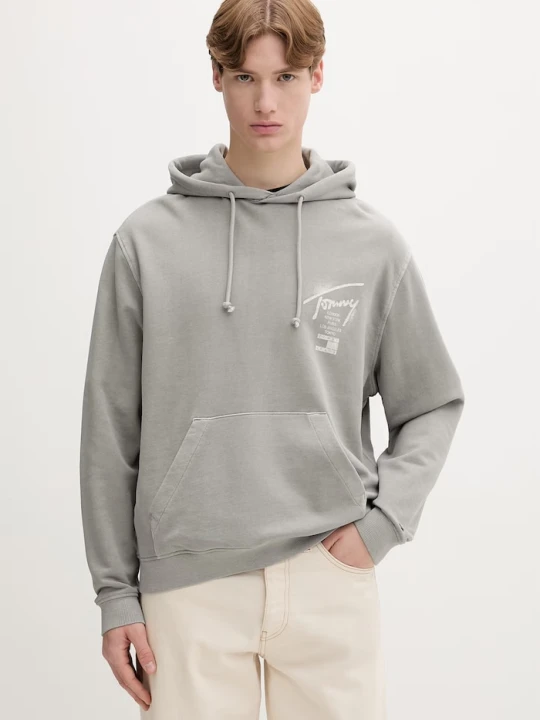 Zdjęcie produktu Tommy Jeans bluza z kapturem męska bawełniana szary