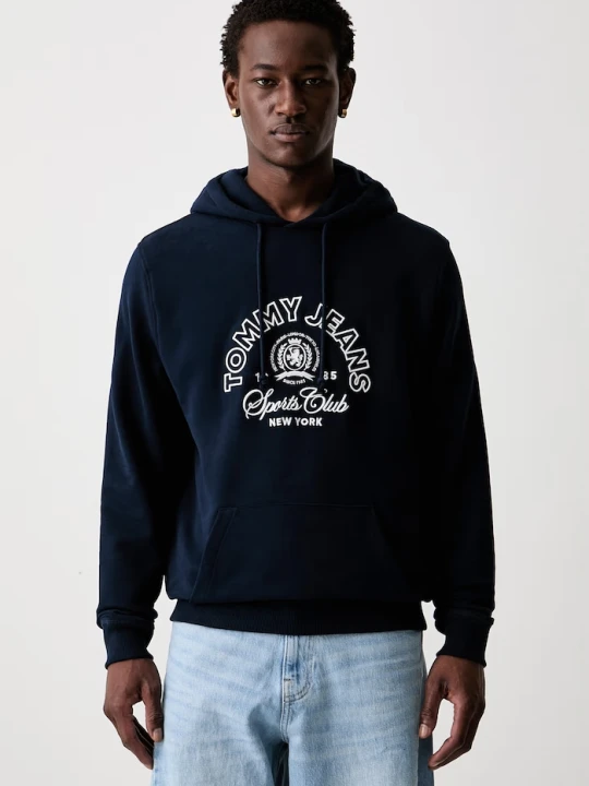Zdjęcie produktu Tommy Jeans bluza z kapturem męska bawełniana granatowy