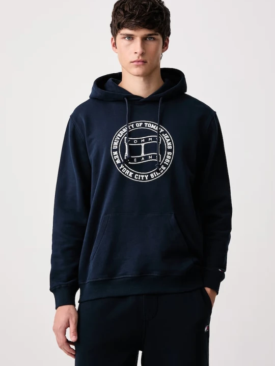 Zdjęcie produktu Tommy Jeans bluza z kapturem męska bawełniana granatowy