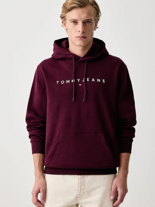 Zdjęcie produktu Tommy Jeans bluza z kapturem męska z bawełną bordowy