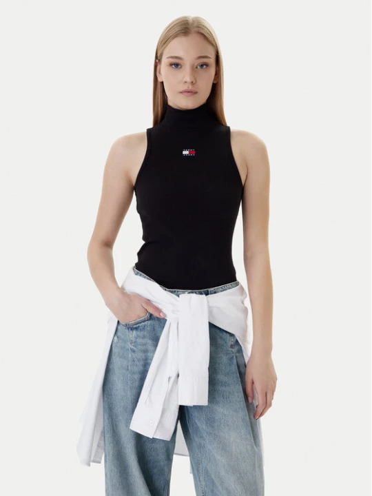 Zdjęcie produktu Tommy Jeans Bluzka Badge DW0DW21840 Czarny Slim Fit