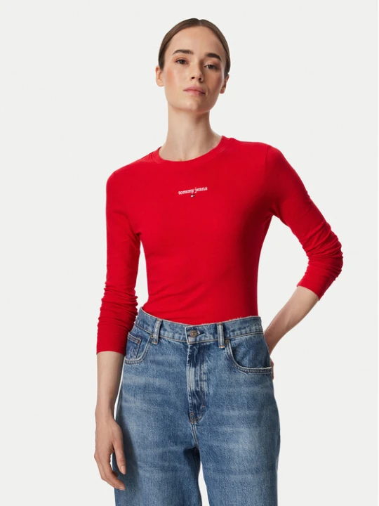 Zdjęcie produktu Tommy Jeans Bluzka Classic Logo DW0DW23248 Czerwony Slim Fit