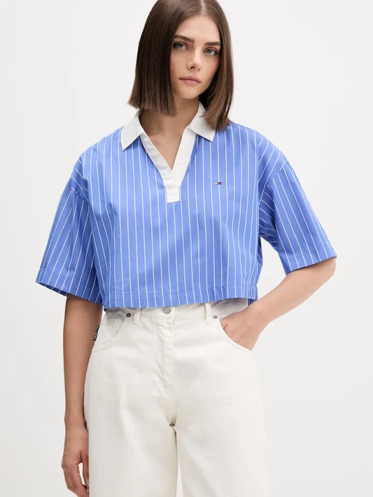 Zdjęcie produktu Tommy Jeans bluzka damska bawełniana niebieski