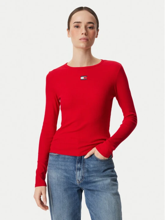 Zdjęcie produktu Tommy Jeans Bluzka DW0DW20178 Czerwony Slim Fit