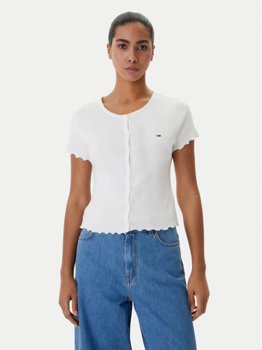 Zdjęcie produktu Tommy Jeans Bluzka DW0DW20377 Biały Slim Fit