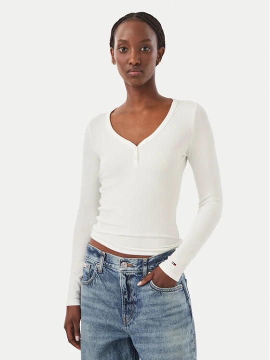 Zdjęcie produktu Tommy Jeans Bluzka DW0DW23259 Biały Slim Fit