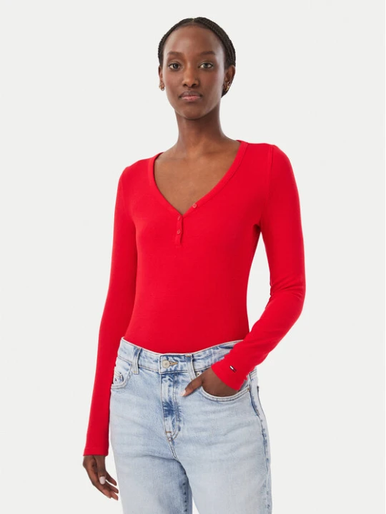 Zdjęcie produktu Tommy Jeans Bluzka DW0DW23259 Czerwony Slim Fit