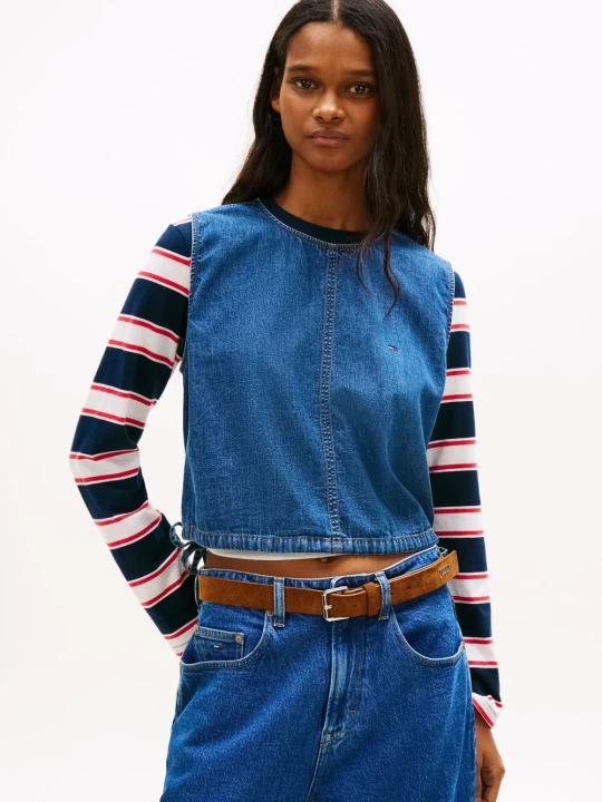 Zdjęcie produktu Tommy Jeans Bluzka dżinsowa Kobiety Bawełna (100%) niebieski