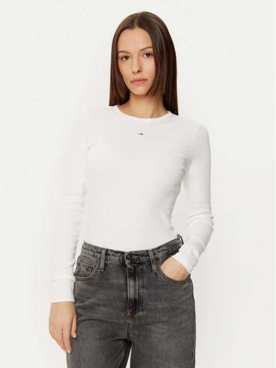 Zdjęcie produktu Tommy Jeans Bluzka Essential DW0DW17387 Écru Slim Fit Kremowy