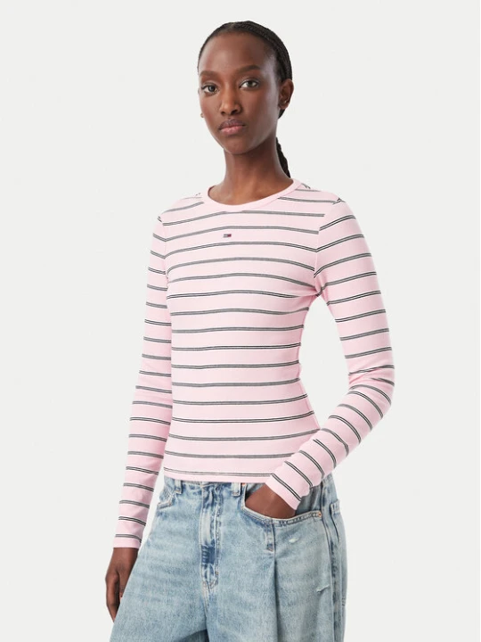 Zdjęcie produktu Tommy Jeans Bluzka Essential DW0DW17387 Różowy jasny Slim Fit