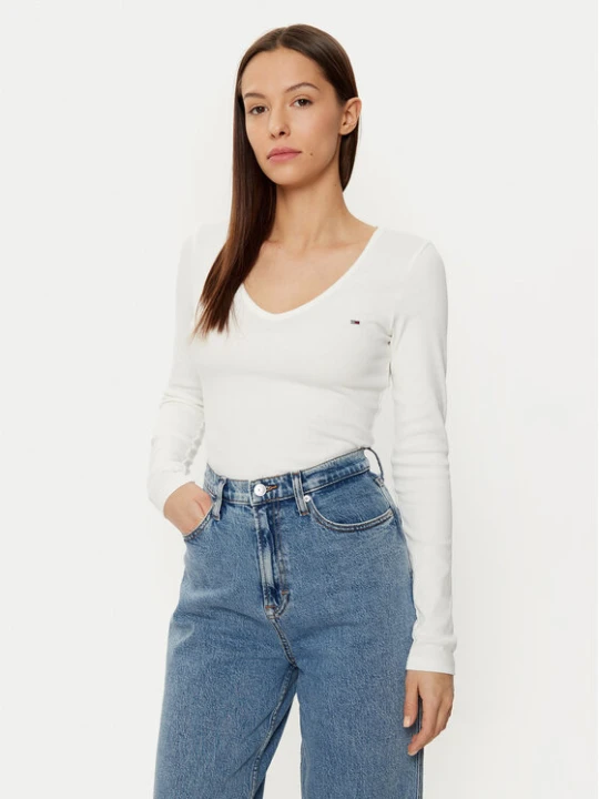 Zdjęcie produktu Tommy Jeans Bluzka Essential DW0DW17990 Écru Slim Fit Kremowy