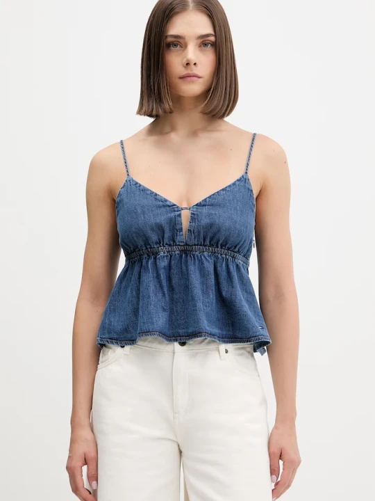 Zdjęcie produktu Tommy Jeans bluzka na ramiączkach damska jeansowa niebieski