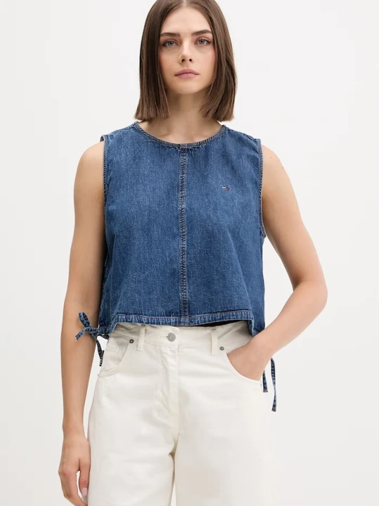 Zdjęcie produktu Tommy Jeans bluzka na ramiączkach damska jeansowa niebieski