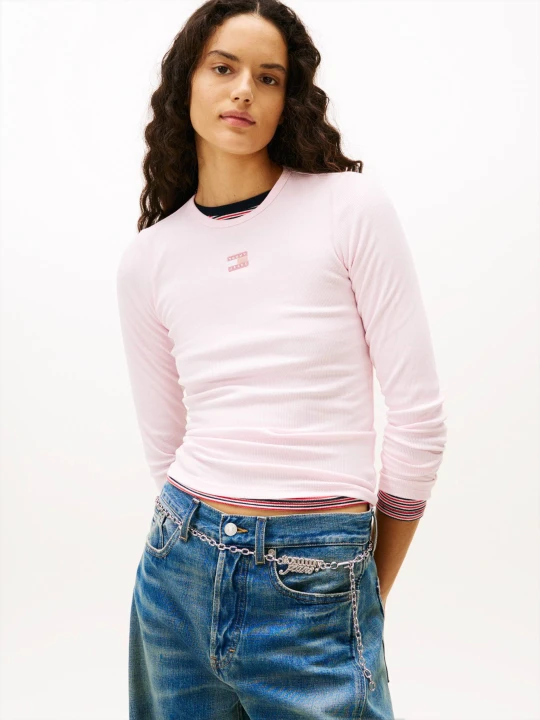 Zdjęcie produktu Tommy Jeans Bluzka | Slim Fit pudrowy róż