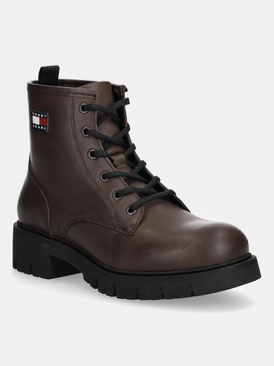 Zdjęcie produktu Tommy Jeans botki skórzane TJW LACE UP LEATHER BOOT brązowy