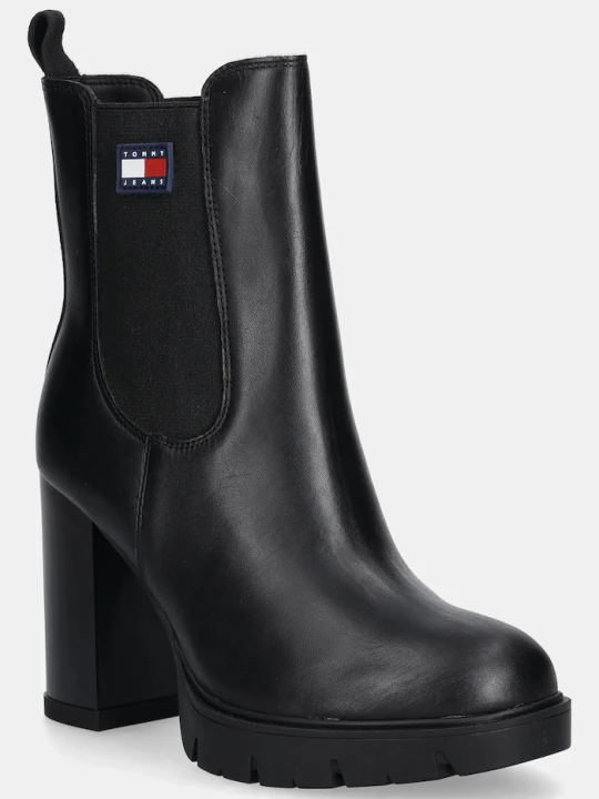 Zdjęcie produktu Tommy Jeans botki skórzane TJW LEATHER HEEL BOOT czarny