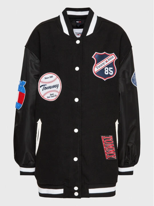 Zdjęcie produktu Tommy Jeans Curve Kurtka bomber Letterman DW0DW15076 Czarny Oversize