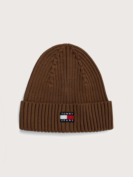 Zdjęcie produktu Tommy Jeans czapka beanie męska bawełniana brązowy