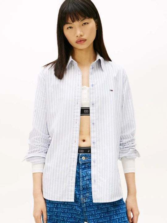 Zdjęcie produktu Tommy Jeans bluzka koszulowa Kobiety Bawełna niebieski | biały