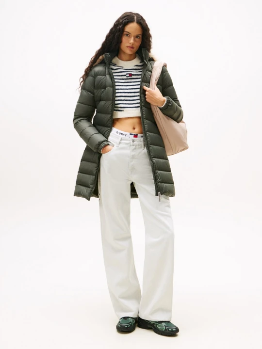 Zdjęcie produktu Tommy Jeans płaszcz puchowy Kobiety Sztuczne włókno zielony