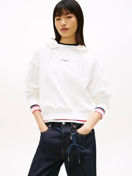 Zdjęcie produktu Tommy Jeans sweter z kapturem Kobiety Bawełna biały