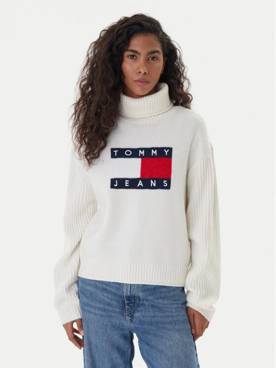 Zdjęcie produktu Tommy Jeans Golf Flag DW0DW22108 Écru Relaxed Fit Kremowy