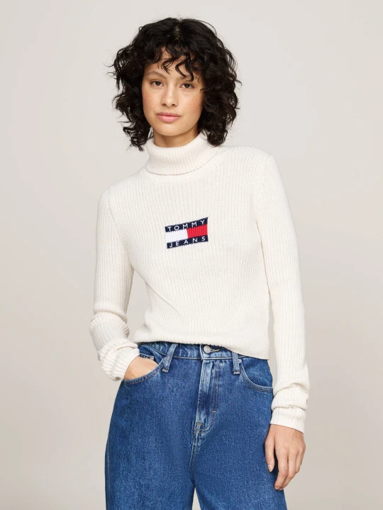 Zdjęcie produktu Tommy Jeans Golf | Slim Fit | z dodatkiem wełny biały