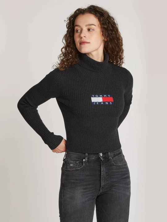 Zdjęcie produktu Tommy Jeans Golf | Slim Fit | z dodatkiem wełny grafitowy