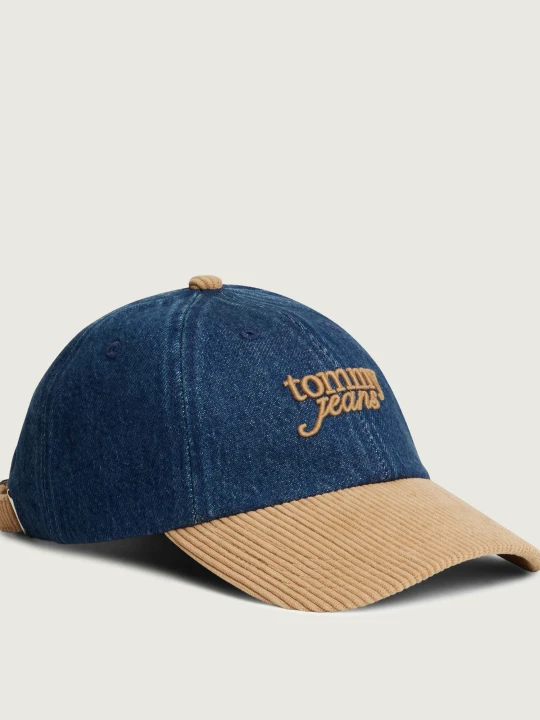 Zdjęcie produktu Tommy Jeans Jeansowa bejsbolówka Script | sztruks granatowy