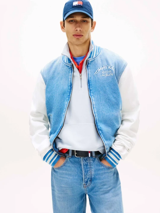 Zdjęcie produktu Tommy Jeans Jeansowa kurtka bomber | Relaxed fit niebieski