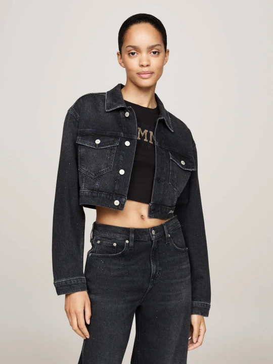 Zdjęcie produktu Tommy Jeans Jeansowa kurtka | Cropped Fit grafitowy