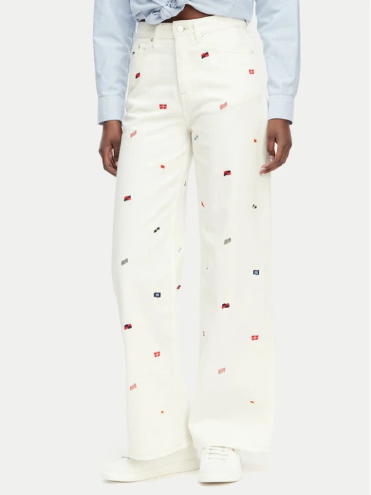 Zdjęcie produktu Tommy Jeans Jeansy Claire DW0DW23042 Kremowy Wide Leg