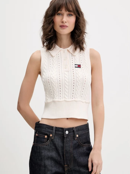 Zdjęcie produktu Tommy Jeans kamizelka damska bawełniana beżowy