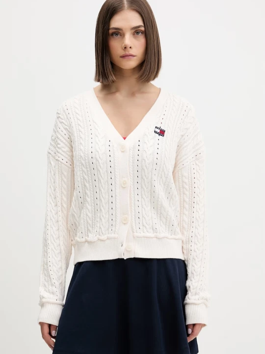 Zdjęcie produktu Tommy Jeans kardigan damski bawełniany beżowy