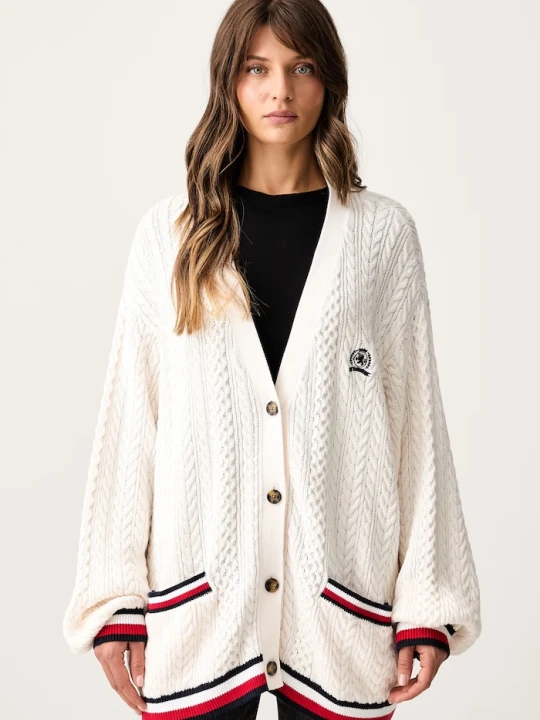Zdjęcie produktu Tommy Jeans kardigan damski bawełniany beżowy