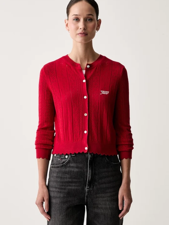 Zdjęcie produktu Tommy Jeans kardigan damski z wiskozą czerwony
