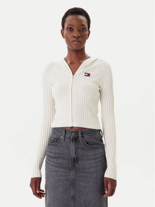 Zdjęcie produktu Tommy Jeans Kardigan DW0DW20974 Écru Slim Fit Kremowy
