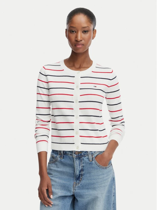Zdjęcie produktu Tommy Jeans Kardigan DW0DW20976 Biały Regular Fit