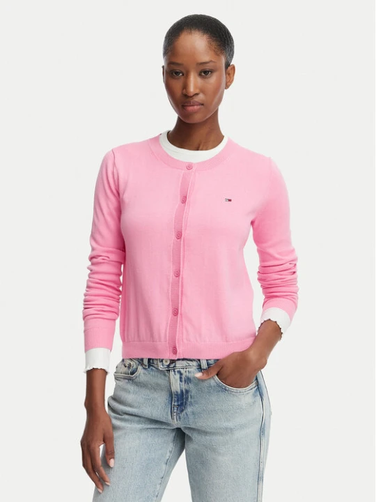 Zdjęcie produktu Tommy Jeans Kardigan DW0DW20976 Różowy Regular Fit