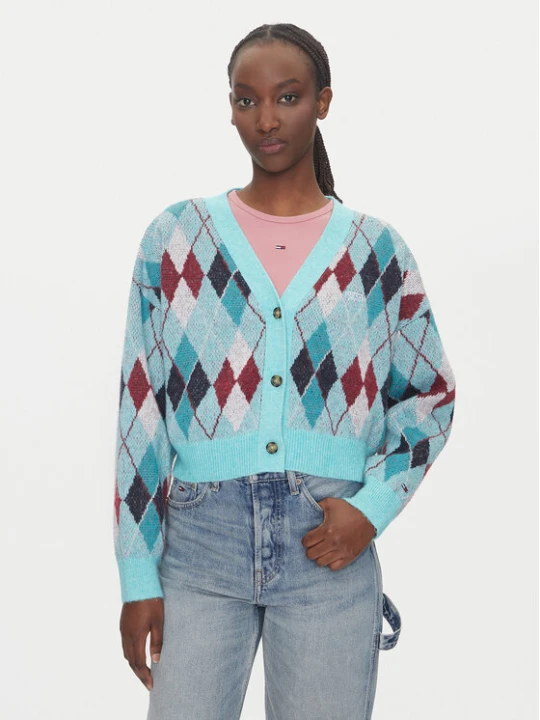 Zdjęcie produktu Tommy Jeans Kardigan DW0DW21180 Zielony Relaxed Fit