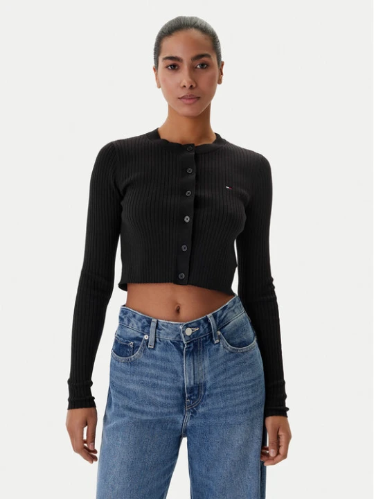 Zdjęcie produktu Tommy Jeans Kardigan DW0DW22023 Czarny Slim Fit