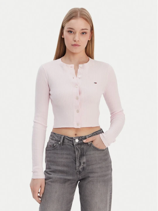 Zdjęcie produktu Tommy Jeans Kardigan DW0DW22023 Różowy Slim Fit