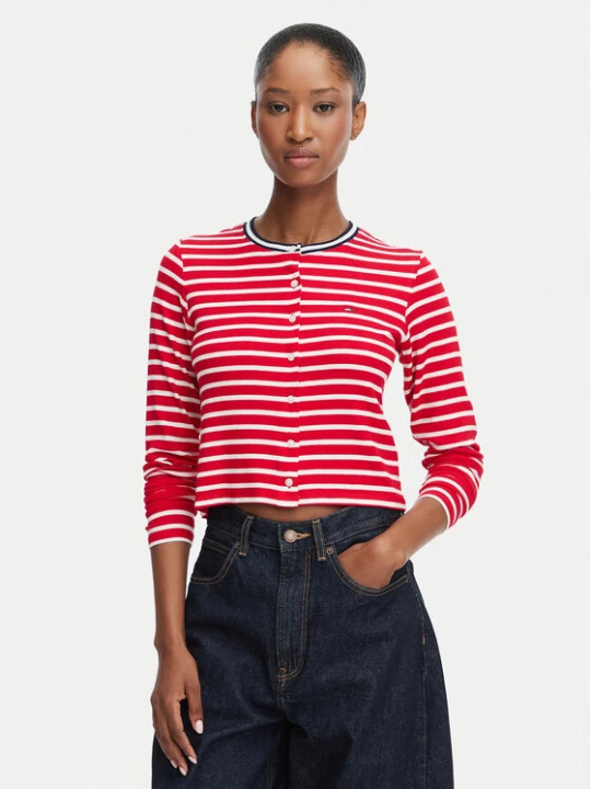 Zdjęcie produktu Tommy Jeans Kardigan DW0DW22805 Czerwony Slim Fit