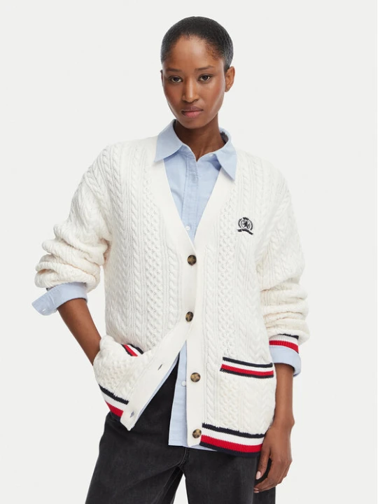Zdjęcie produktu Tommy Jeans Kardigan DW0DW22934 Biały Regular Fit