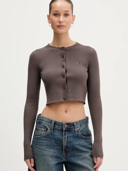 Zdjęcie produktu Tommy Jeans kardigan dziecięcy brązowy